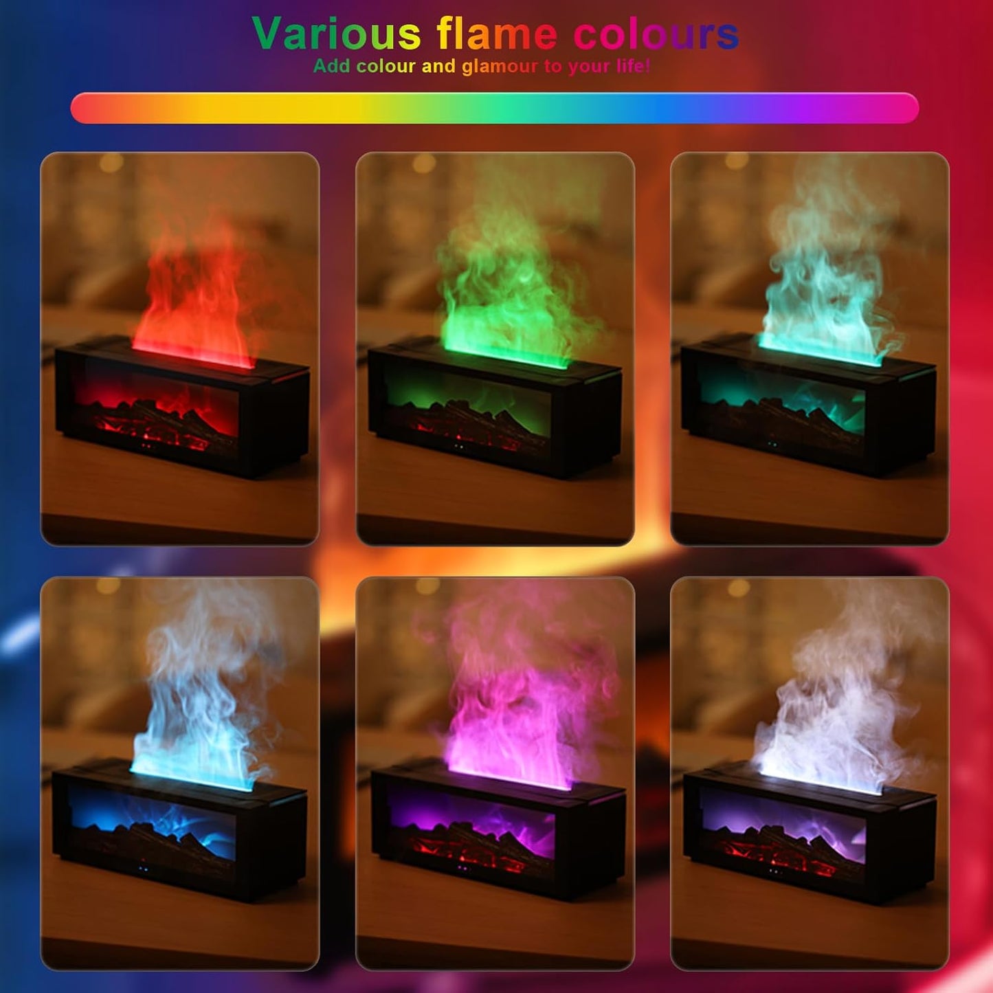 Essential Oil Diffuser with Ultrasonic Technology, 150ml Capacity, 7-Color Flame Effect, Remote Control, Auto Shut-Off & Timer for Home and Office (Black)